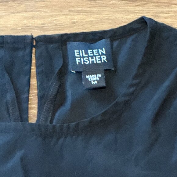 Eileen Fisher Silk Blouse Womens Medium Black Elegant Layer - Picture 3 of 6